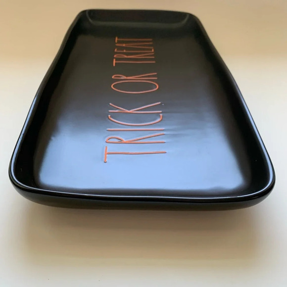 Rae Dunn Halloween Black Platter Tray TRICK OR TREAT Orange Large Letter - Picture 6 of 7